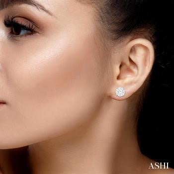 3 Ctw Lovebright Round Cut Diamond Stud Earrings in 14K White Gold