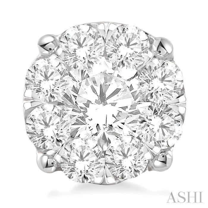 3 Ctw Lovebright Round Cut Diamond Stud Earrings in 14K White Gold