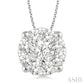 1 1/2 Ctw Lovebright Round Cut Diamond Pendant in 14K White Gold with Chain