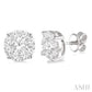 2 1/10 Ctw Lovebright Round Cut Diamond Stud Earrings in 14K White Gold