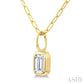 1/5 Ctw Emerald Cut Bezel Set Diamond Fashion Pendant With Paperclip Chain in 14K Yellow Gold