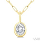 1/5 Ctw Oval Cut Bezel Set Diamond Fashion Pendant With Paperclip Chain in 14K Yellow Gold