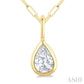 1/5 Ctw Pear Cut Bezel Set Diamond Fashion Pendant With Paperclip Chain in 14K yellow Gold