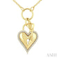 1/6 Ctw Heart Lock & Key Charm Round Cut Golden Glow Diamond Fashion Pendant With Chain in 10K Yellow Gold