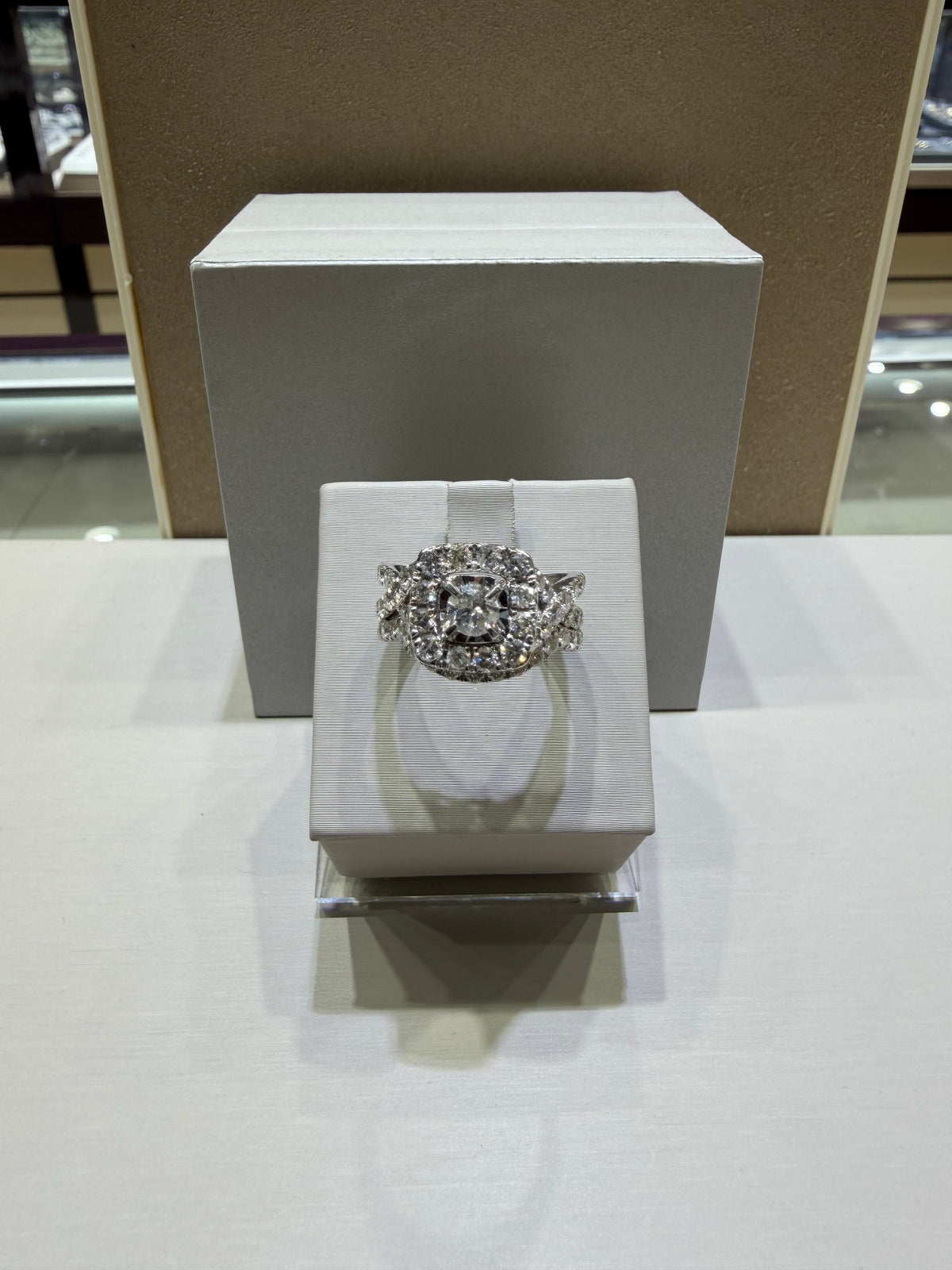 14K White Gold 2.00 CTW Natural Diamond Halo Twist Bridal Wedding Set