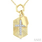 1/8 Ctw Cross Charm Fluted Round Cut Diamond Pirouette Fashion Pendant With Chain in 10K Yellow and White Gold