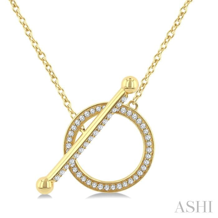 1/3 Ctw Circle Toggle Round Cut Diamond Fashion Necklace in 10K Yellow Gold