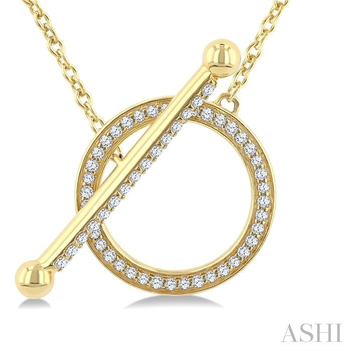 1/3 Ctw Circle Toggle Round Cut Diamond Fashion Necklace in 10K Yellow Gold