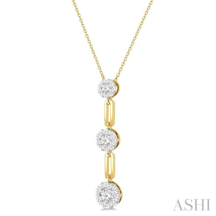 1/2 Ctw Lovebright Round Cut Diamond Paperclip Link Pendant With Chain in 14K Yellow and White Gold