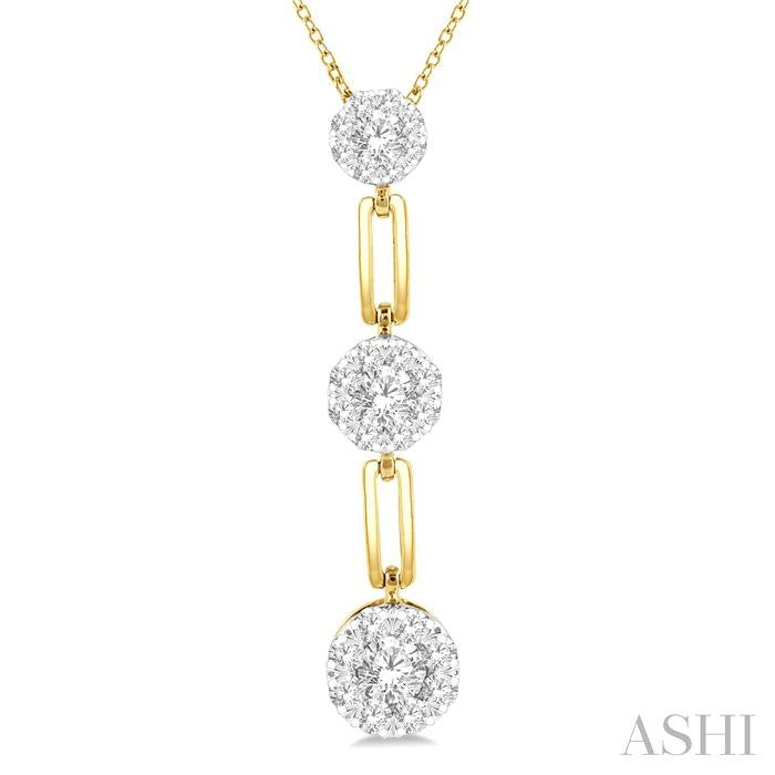 1/2 Ctw Lovebright Round Cut Diamond Paperclip Link Pendant With Chain in 14K Yellow and White Gold
