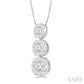 3/4 Ctw Past Present and Future Lovebright 3 stone Essential Round Cut Diamond Pendant with Chain in 14K White Gold