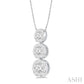 1/4 Ctw Past Present and Future Lovebright 3 stone Essential Round Cut Diamond Pendant with Chain in 14K White Gold