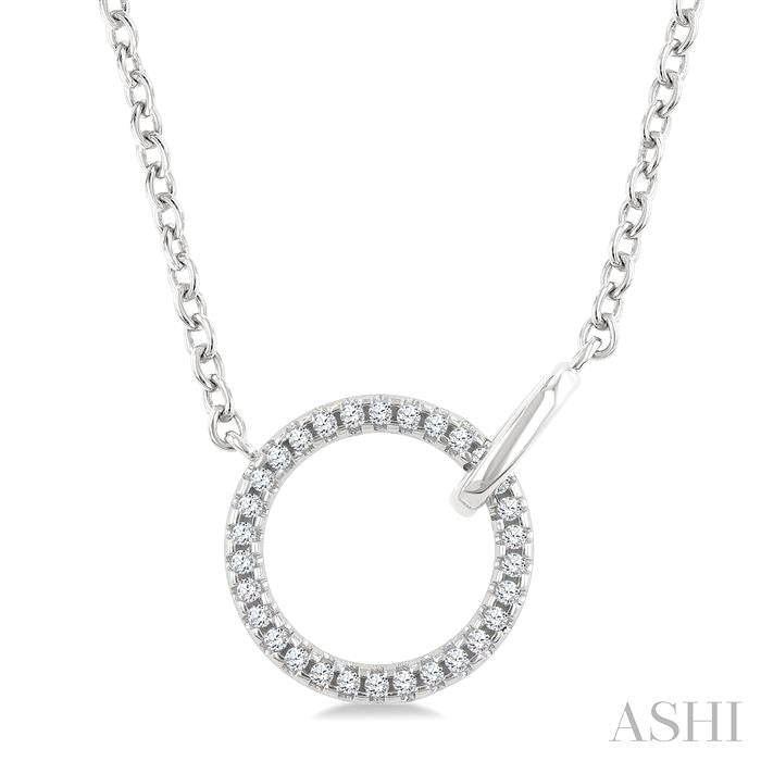 1/10 Ctw Round Cut Diamond Interlocked Circle Fashion Petite Pendant With Chain in 10K White Gold