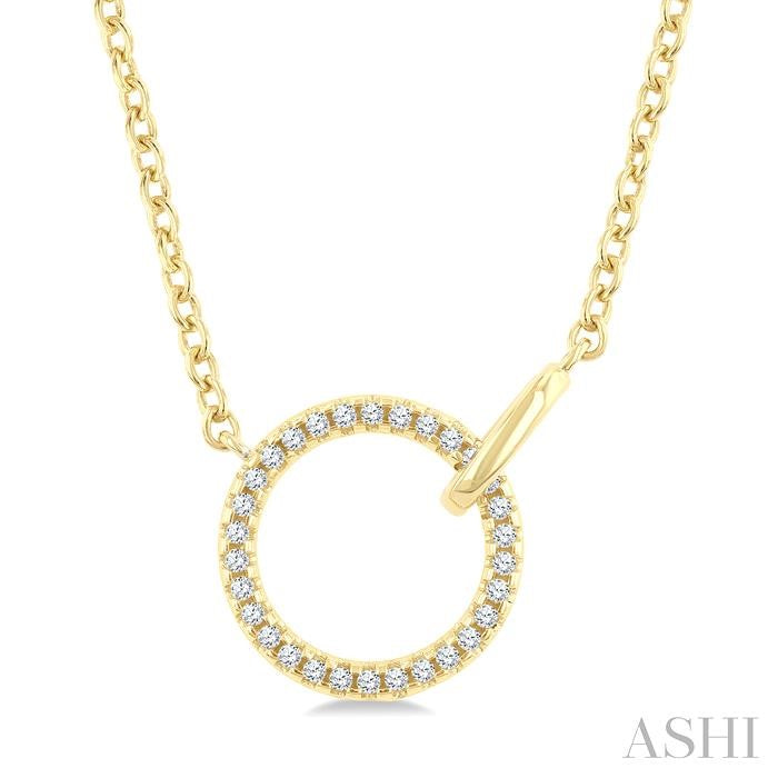 1/10 Ctw Round Cut Diamond Interlocked Circle Fashion Petite Pendant With Chain in 10K Yellow Gold