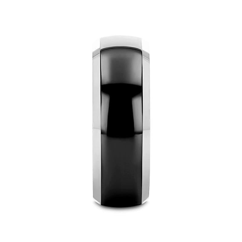 MASERATI Black Tungsten Ring with Polished Domed Beveled Edges - 4mm - 10mm