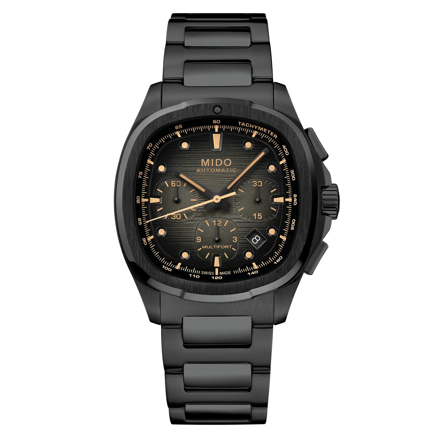 Mido Mulltifort TV Chronograph Black Dial - Black PVD Stainless Steel Watch - 42 X 41.2mm