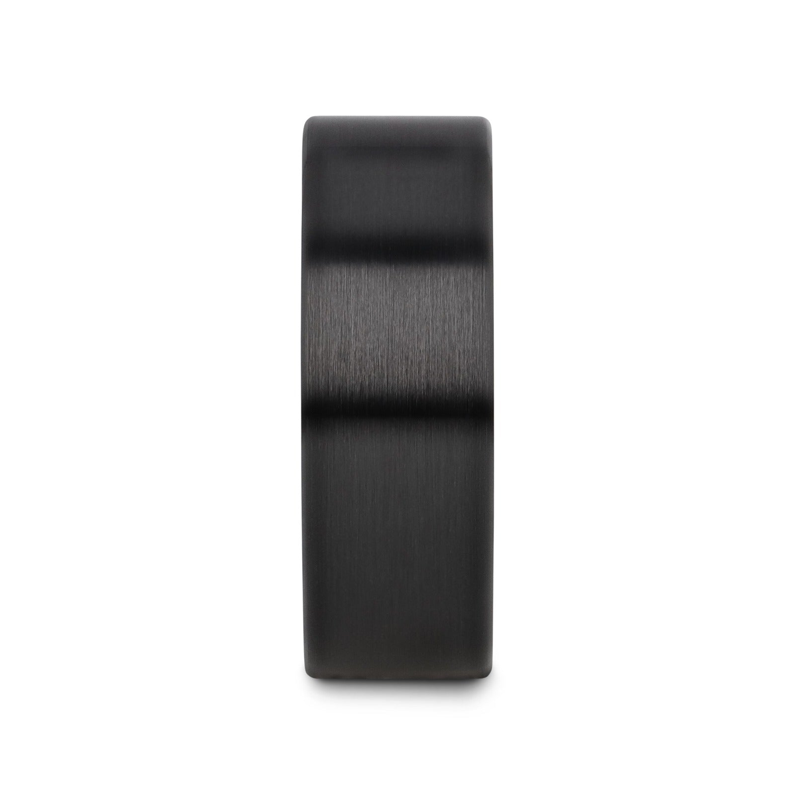 DRAKON Flat Pipe Cut Brush Finished Black Ceramic Wedding Band - 2mm - 12mm - 6mm