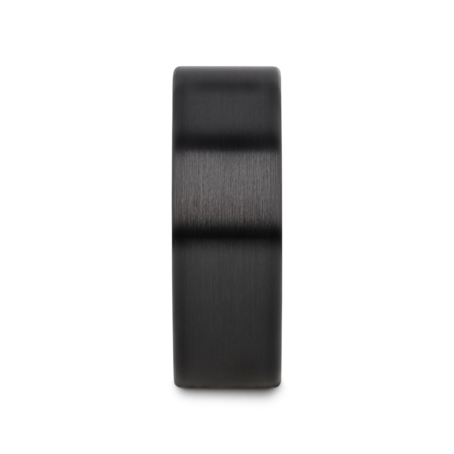 DRAKON Flat Pipe Cut Brush Finished Black Ceramic Wedding Band - 2mm - 12mm - 8mm