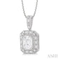 7/8 Ctw Emerald, Baguette & Round Cut Fusion Diamond Pendant With Chain in 14K White Gold