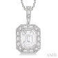 7/8 Ctw Emerald, Baguette & Round Cut Fusion Diamond Pendant With Chain in 14K White Gold