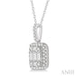 1 Ctw Baguette & Round Cut Fusion Diamond Pendant With Chain in 14K White Gold