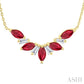 5X2.5 MM Marquise Cut Ruby and 1/6 Ctw Baguette Cut Diamond Precious Gemstone Necklace in 14K Yellow Gold