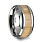 SAMARA Tungsten Ring with Polished Bevels and Real Wood Ash Wood Inlay - 10mm