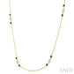 2.25 MM Emerald and 1/2 Ctw Round Cut Diamond Precious Station Necklace in 14K Yellow Gold