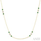 2.25 MM Emerald and 1/2 Ctw Round Cut Diamond Precious Station Necklace in 14K Yellow Gold