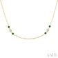 2.25 MM Emerald and 1/2 Ctw Round Cut Diamond Precious Station Necklace in 14K Yellow Gold