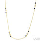 2.25 MM Sapphire and 1/2 Ctw Round Cut Diamond Precious Station Necklace in 14K Yellow Gold