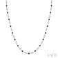 2.25 MM Round Shape Sapphire and 1 1/2 Ctw Bezel Set Round Cut Diamond Precious Station Necklace in 14K White Gold