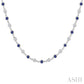 2.25 MM Round Shape Sapphire and 1 1/2 Ctw Bezel Set Round Cut Diamond Precious Station Necklace in 14K White Gold