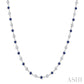 2.85 MM Round Shape Sapphire and 2 5/8 Ctw Bezel Set Round Cut Diamond Precious Station Necklace in 14K White Gold