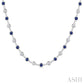 2.85 MM Round Shape Sapphire and 2 5/8 Ctw Bezel Set Round Cut Diamond Precious Station Necklace in 14K White Gold