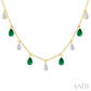 6X4 MM Pear Shape Emerald and 1 Ctw Pear Cut Diamond Precious Station Necklace in 14K Yellow Gold