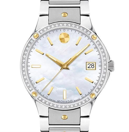 Movado SE Two Tone Diamond Bezel Stainless W/Date 0607517