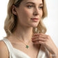 4X3 MM Pear and 2 MM Round Emerald and 1/6 Ctw Round Cut Diamond Floral Blossom Precious Pendant With Chain in 14K Yello