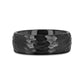 RAGNAROK Domed Hammer Finish Black Ceramic Wedding Band with Brushed Finish - 6mm & 8mm