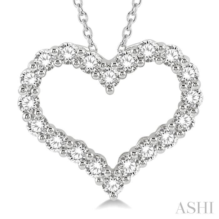 2 Ctw Heart Shape Round Cut Diamond Pendant With Chain in 14K White Gold