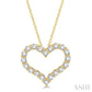 1 1/2 Ctw Heart Shape Round Cut Diamond Pendant With Chain in 14K Yellow Gold