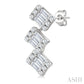 1/3 Ctw Zig-Zag Fusion Baguette and Round Cut Diamond Fashion Earrings in 10K White Gold