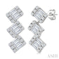 1/3 Ctw Zig-Zag Fusion Baguette and Round Cut Diamond Fashion Earrings in 10K White Gold