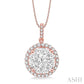 2 Ctw Lovebright Round Cut Diamond Pendant in 14K Rose and White Gold with Chain
