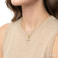 1/10 Ctw Round Cut Diamond Cross Petite Pendant in 10K Yellow Gold with Chain