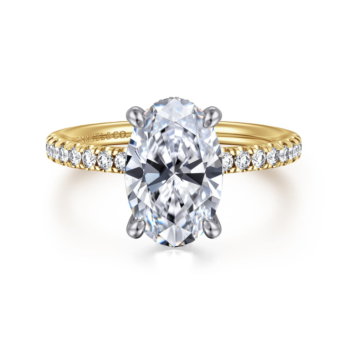 Gabriel & Co. Stasia - 14K White-Yellow Gold Oval Diamond Engagement Ring 11X7.2 Semi .29Ctw