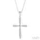 1/10 Ctw Cross Charm Round Cut Diamond Petite Pendant With Chain in 10K White Gold