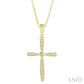 1/10 Ctw Cross Charm Round Cut Diamond Petite Pendant With Chain in 10K Yellow Gold