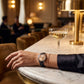 Omega Constellation Observatory 39.4 mm — Platinum-gold on Alligator — lifestyle