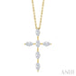 3/4 Ctw Cross 6-Stone Marquise Cut Diamond Fashion Pendant With Chain in 14K Yellow Gold